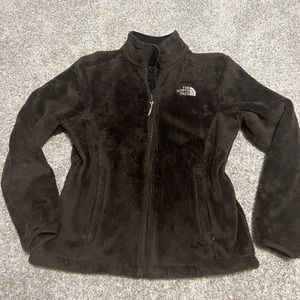 Dark brown chocolate, fuzzy north face zip up